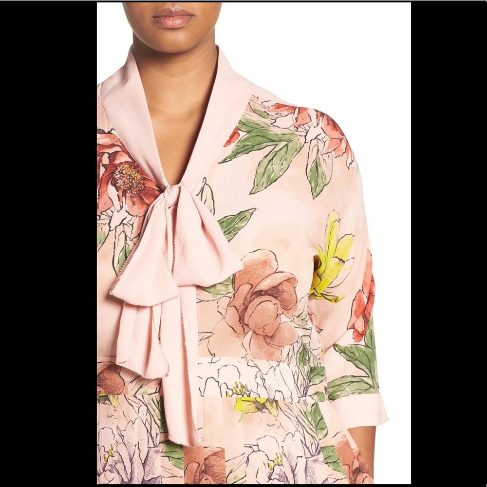 Tie Neck Floral Print Maxi Dress